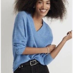 Madewell Ginny Women's Sky Blue V-Neck Alpaca blend Sweater Size XXL